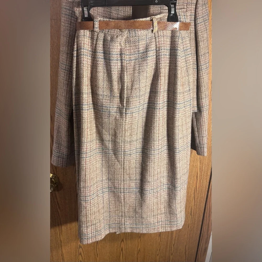 Silk & Wool Blend Check Tweed Albee 2 Piece 70’s Women’s Suit - Picture 9 of 9